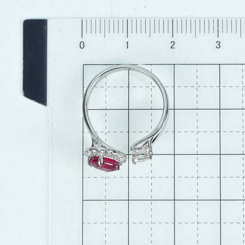 【中古】 K18WG RUBY非加熱ルビーリング R1.27ct D0.36ct AIGSピジョンブラッド鑑別書 2.9g #12