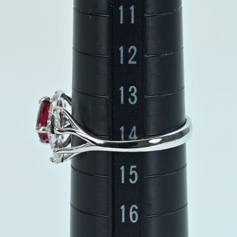 【中古】 K18WG RUBY非加熱ルビーリング R1.27ct D0.36ct AIGSピジョンブラッド鑑別書 2.9g #12