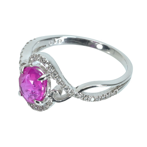 【中古】K18WG PINK SAPPHIREピンクサファイアリング PS1.50ct D0.19ct 3.1g #13