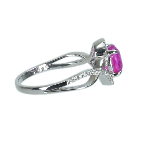 【中古】K18WG PINK SAPPHIREピンクサファイアリング PS1.50ct D0.19ct 3.1g #13