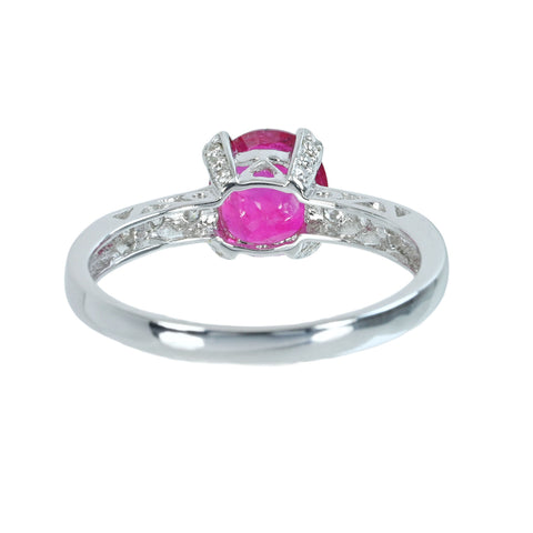 【中古】K18WG RUBY ルビーリング R1.16ct D0.15ct 2.6g #13.5