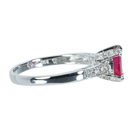 【中古】K18WG RUBY ルビーリング R1.16ct D0.15ct 2.6g #13.5