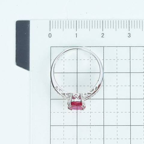 【中古】K18WG RUBY ルビーリング R1.16ct D0.15ct 2.6g #13.5