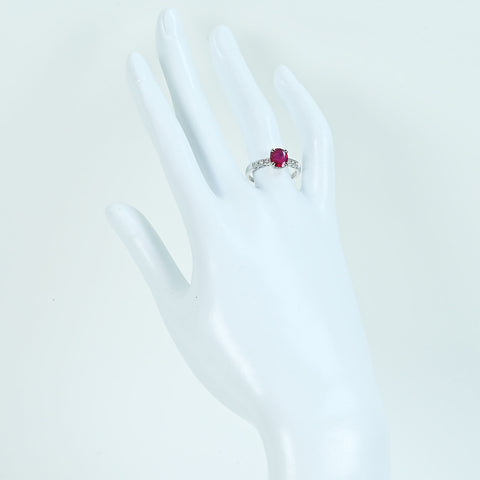 【中古】K18WG RUBY ルビーリング R1.16ct D0.15ct 2.6g #13.5