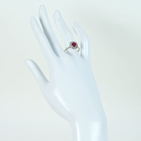 Pre-owned 18K White Gold Unheated Ruby Ring, 1.02ct R, 0.58ct D, AIGS Pigeon Blood, 3.8g, Certificate of Authenticity 