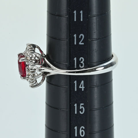 Pre-owned 18K White Gold Unheated Ruby Ring, 1.02ct R, 0.58ct D, AIGS Pigeon Blood, 3.8g, Certificate of Authenticity 