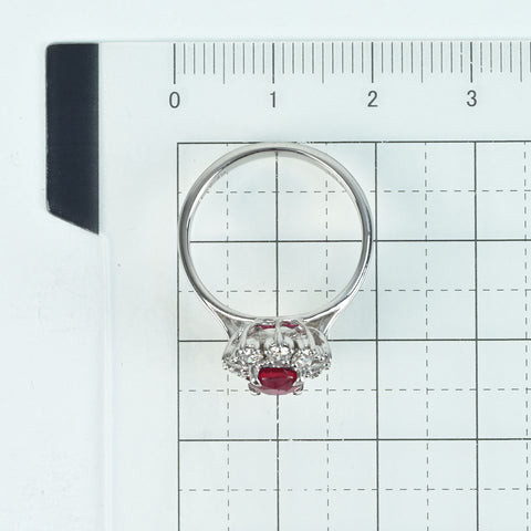 Pre-owned 18K White Gold Unheated Ruby Ring, 1.02ct R, 0.58ct D, AIGS Pigeon Blood, 3.8g, Certificate of Authenticity 
