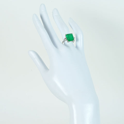 [Pre-owned] K18WG Emerald Ring, E5.67ct, D0.40ct, 4.5g, #12.5 