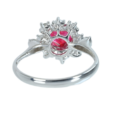 Pre-owned 18K White Gold Unheated Ruby Ring, 1.18ct R, 0.53ct D, AIGS Pigeon Blood, Certificate of Authenticity, 3.2g, #14 