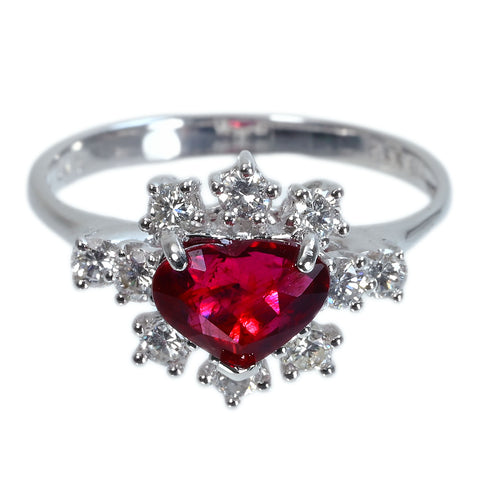 【中古】K18WG RUBY非加熱ルビーリング R1.18ct D0.53ct AIGSピジョンブラッド 鑑別書 3.2g #14