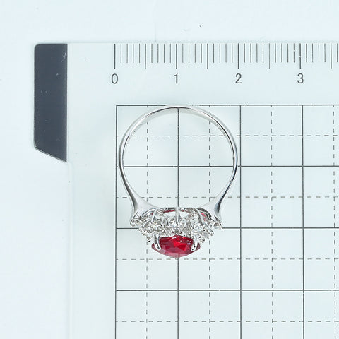 Pre-owned 18K White Gold Unheated Ruby Ring, 1.18ct R, 0.53ct D, AIGS Pigeon Blood, Certificate of Authenticity, 3.2g, #14 