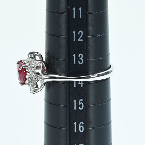 Pre-owned 18K White Gold Unheated Ruby Ring, 1.18ct R, 0.53ct D, AIGS Pigeon Blood, Certificate of Authenticity, 3.2g, #14 