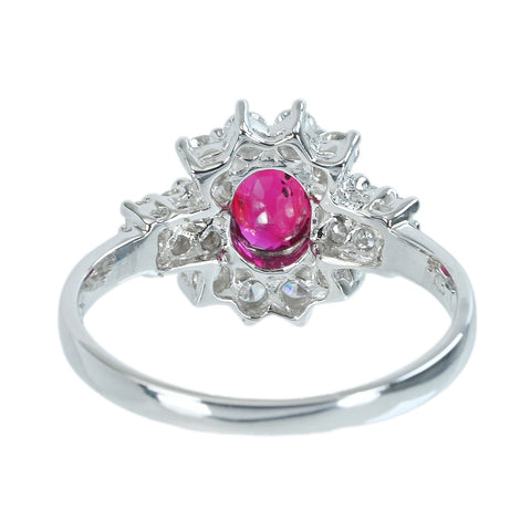 Pre-owned 18K White Gold Unheated Ruby Ring, 1.04ct R, 0.50ct D, AIGS Pigeon Blood Certificate, 3.3g, #13.5 