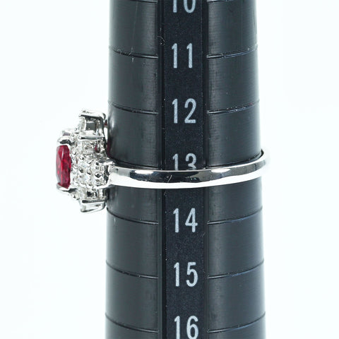 Pre-owned 18K White Gold Unheated Ruby Ring, 1.04ct R, 0.50ct D, AIGS Pigeon Blood Certificate, 3.3g, #13.5 