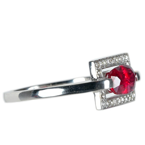 【中古】K18WG NO HEAT RUBY 非加熱ルビーリング R1.13ct D0.12ct AIGSピジョンブラッド 鑑別書 3.5g #13