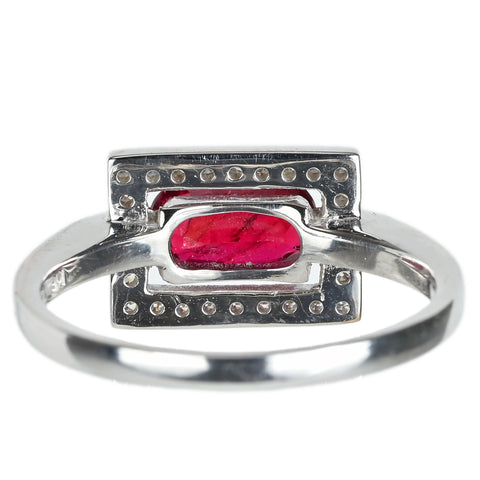 【中古】K18WG NO HEAT RUBY 非加熱ルビーリング R1.13ct D0.12ct AIGSピジョンブラッド 鑑別書 3.5g #13