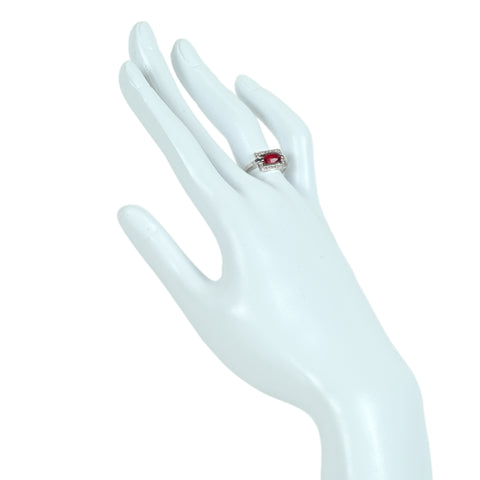 【中古】K18WG NO HEAT RUBY 非加熱ルビーリング R1.13ct D0.12ct AIGSピジョンブラッド 鑑別書 3.5g #13