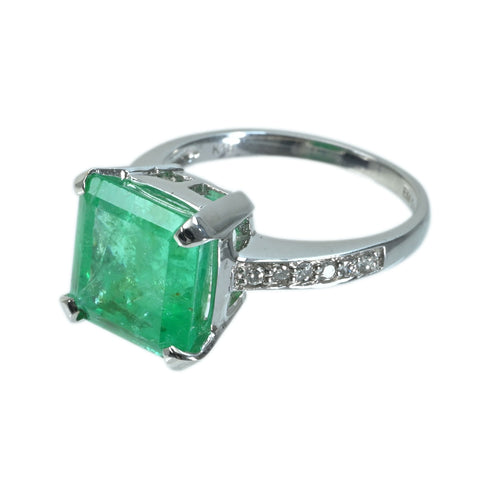 【中古】K18WG EMERALDエメラルドリング E5.93ct D0.16ct 5.2g #14