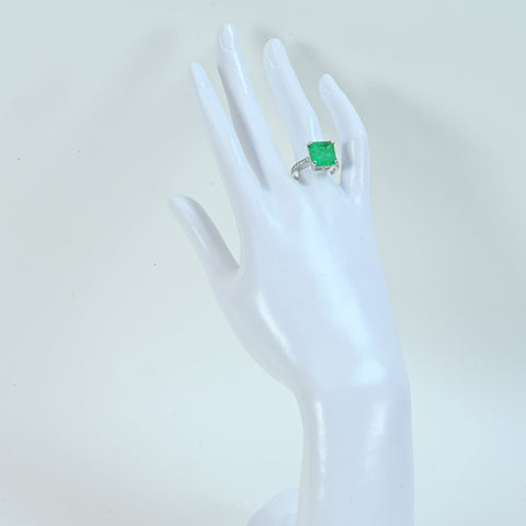 【中古】K18WG EMERALDエメラルドリング E5.93ct D0.16ct 5.2g #14