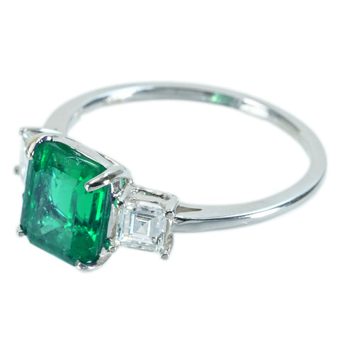 【中古】K18WG EMERALD RING エメラルドリング E2.21ct D0.52ct 2.7g #14.5