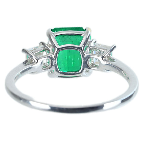 【中古】K18WG EMERALD RING エメラルドリング E2.21ct D0.52ct 2.7g #14.5