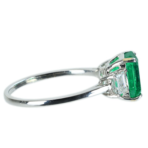 【中古】K18WG EMERALD RING エメラルドリング E2.21ct D0.52ct 2.7g #14.5