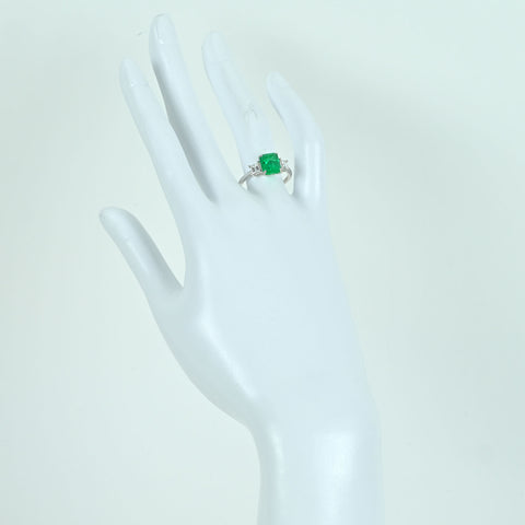 【中古】K18WG EMERALD RING エメラルドリング E2.21ct D0.52ct 2.7g #14.5