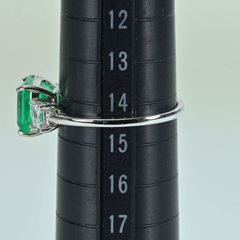 【中古】K18WG EMERALD RING エメラルドリング E2.21ct D0.52ct 2.7g #14.5
