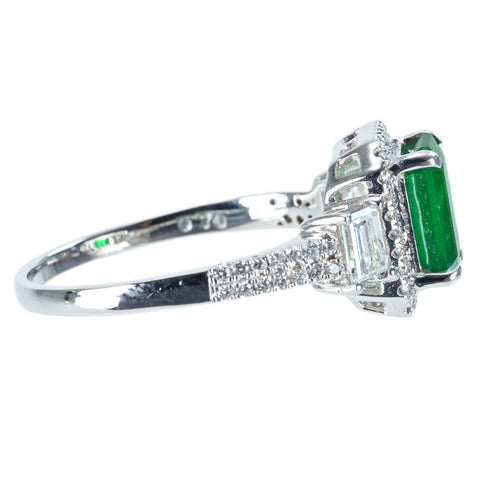 [Used] K18WG Emerald Ring E1.40ct D0.70ct 3.5g #16 