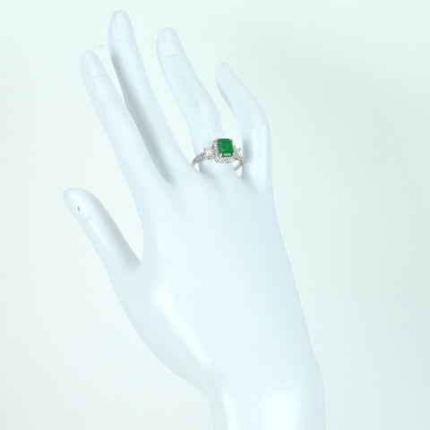 [Used] K18WG Emerald Ring E1.40ct D0.70ct 3.5g #16 