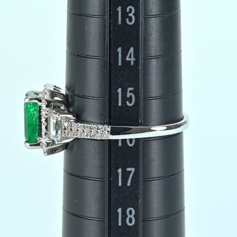 [Used] K18WG Emerald Ring E1.40ct D0.70ct 3.5g #16 