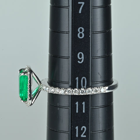 【中古】K18WG EMERALD エメラルドリング E0.85ct Ⅾ0.42ct 2.7g #10.5