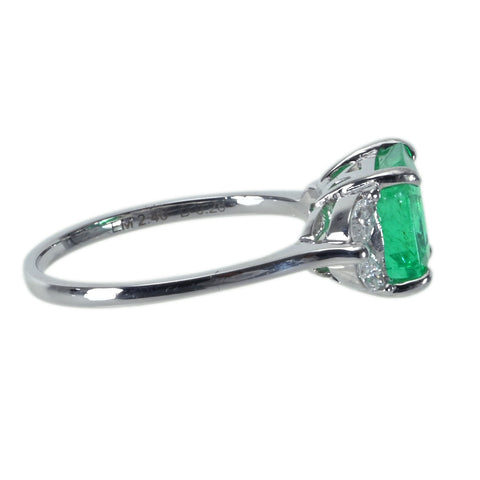 【中古】 K18WG EMERALD エメラルドリング E2.40ct D0.26ct 2.9g #13.5