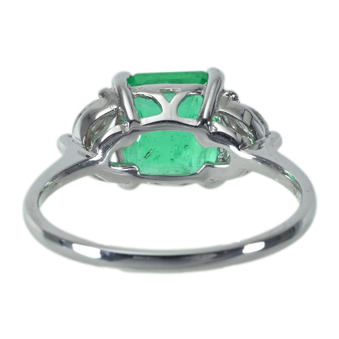 【中古】 K18WG EMERALD エメラルドリング E2.40ct D0.26ct 2.9g #13.5