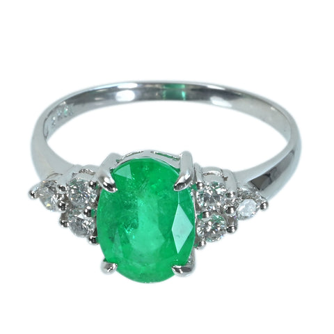 【中古】K18WG EMERALD エメラルドリング E2.275ct D0.29ct 3.5g #15.5
