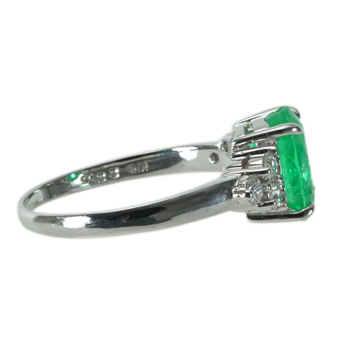 【中古】K18WG EMERALD エメラルドリング E2.275ct D0.29ct 3.5g #15.5