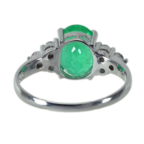 【中古】K18WG EMERALD エメラルドリング E2.275ct D0.29ct 3.5g #15.5