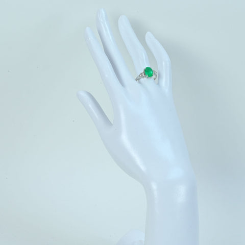 【中古】K18WG EMERALD エメラルドリング E2.275ct D0.29ct 3.5g #15.5