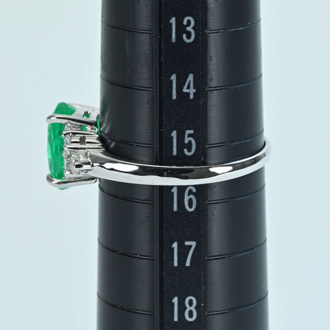 【中古】K18WG EMERALD エメラルドリング E2.275ct D0.29ct 3.5g #15.5