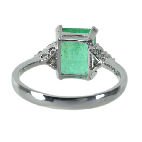 【中古】 K18WG EMERALDエメラルドリング E2.10ct D0.16ct 2.8g #13