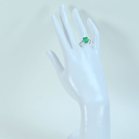 【中古】 K18WG EMERALDエメラルドリング E2.10ct D0.16ct 2.8g #13