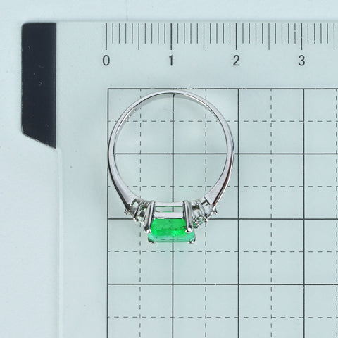 【中古】 K18WG EMERALDエメラルドリング E2.10ct D0.16ct 2.8g #13