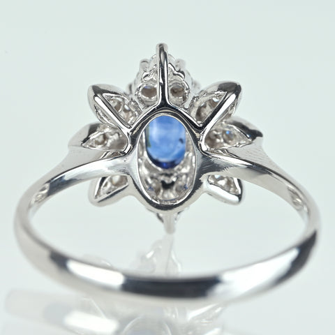 【中古】K18WG SAPPHIRE サファイアリング S0.82ct D0.24ct 3.3g #13