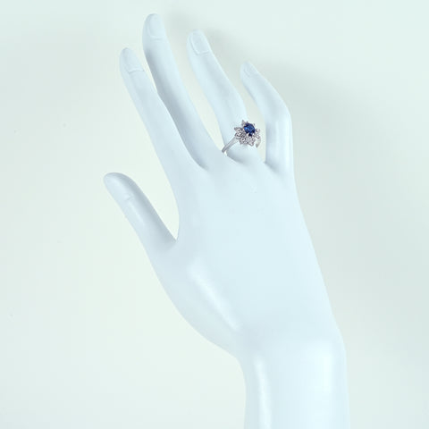 【中古】K18WG SAPPHIRE サファイアリング S0.82ct D0.24ct 3.3g #13