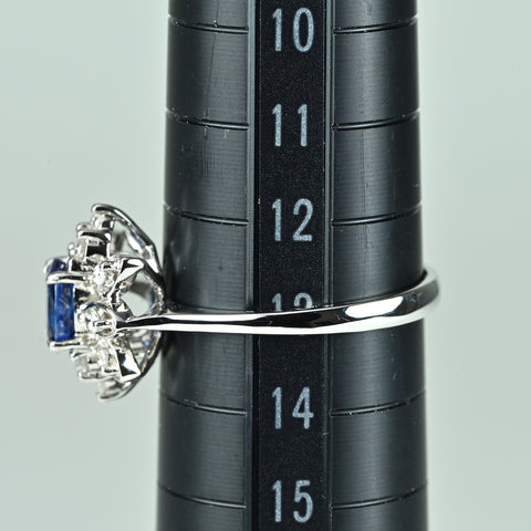 【中古】K18WG SAPPHIRE サファイアリング S0.82ct D0.24ct 3.3g #13