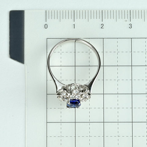【中古】K18WG SAPPHIRE サファイアリング S0.82ct D0.24ct 3.3g #13