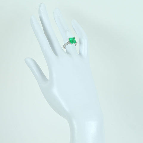 【中古】K18WG EMERALD RING エメラルドリング E2.91ct D0.15ct 4.2g #10