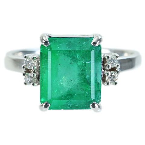 【中古】K18WG EMERALD RING エメラルドリング E4.41ct D0.09ct 4.9g #15