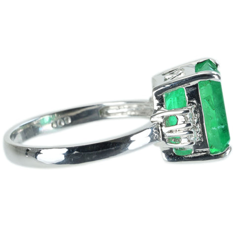 【中古】K18WG EMERALD RING エメラルドリング E4.41ct D0.09ct 4.9g #15