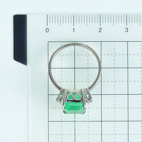 【中古】K18WG EMERALD RING エメラルドリング E4.41ct D0.09ct 4.9g #15